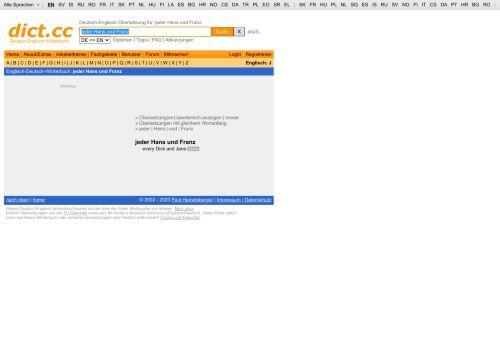 
                            6. dict.cc Wörterbuch :: jeder Hans und Franz :: Deutsch-Englisch ...