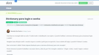 
                            5. Dictionary para login e senha | Alura - Cursos online de tecnologia