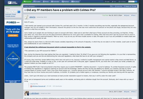 
                            8. Did any FF members have a problem with Colmex Pro? @ Forex Factory