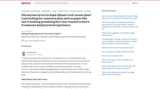 
                            5. Did anyone invest in Bajaj Allianz Goal Assure plan? I am looking ...