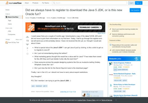 
                            5. Did we always have to register to download the Java 5 JDK, or is ...