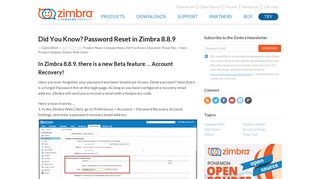 
                            7. Did You Know? Password Reset in Zimbra 8.8.9 - Zimbra : Blog