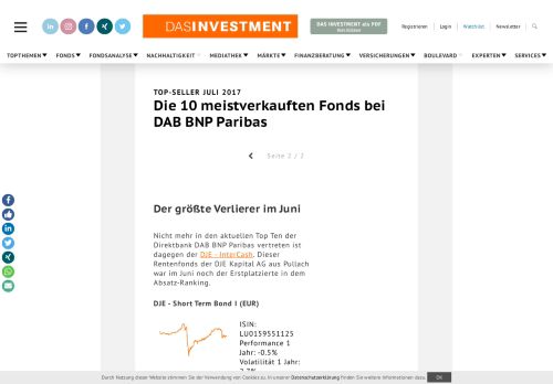 
                            9. Die 10 meistverkauften Fonds bei DAB BNP Paribas - Das Investment