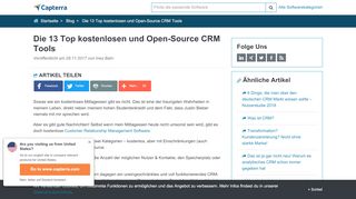 
                            11. Die 13 Top kostenlosen und Open-Source CRM Tools - Capterra