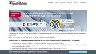 
                            5. Die 150 Top Berater für Altersvorsorge in ... - Zu WhoFinance