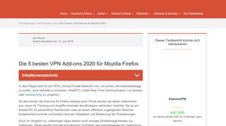 
                            2. Die 5 besten VPN Add-ons für Mozilla Firefox - Sonntagmorgen.com