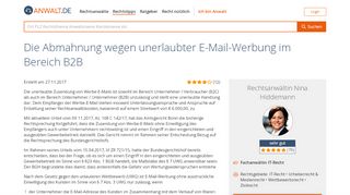 
                            8. Die Abmahnung wegen unerlaubter E-Mail-Werbung im Bereich B2B