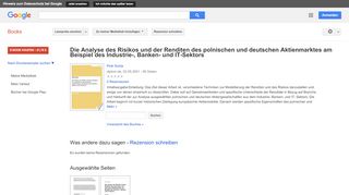 
                            8. Die Analyse des Risikos und der Renditen des polnischen und ...