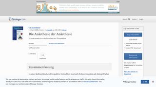 
                            9. Die Anästhesie der Anästhesie | SpringerLink