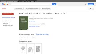 
                            12. Die Berner Übereinkunft über internationales Urheberrecht - Google Books-Ergebnisseite