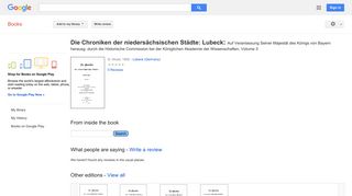 
                            8. Die Chroniken der niedersächsischen Städte: Lubeck: Auf Veranlassung ...