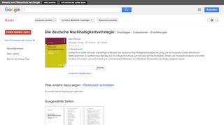 
                            10. Die deutsche Nachhaltigkeitsstrategie: Grundlagen – Evaluationen – ... - Google Books-Ergebnisseite