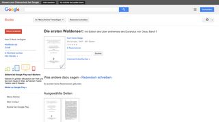 
                            9. Die ersten Waldenser: mit Edition des Liber antiheresis des ... - Google Books-Ergebnisseite