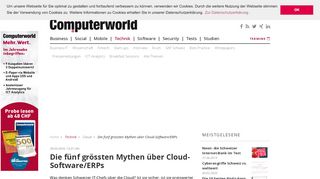 
                            10. Die fünf grössten Mythen über Cloud-Software/ERPs - computerworld.ch