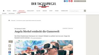 
                            9. Die Gamescom startet: Angela Merkel entdeckt die Gameswelt ...