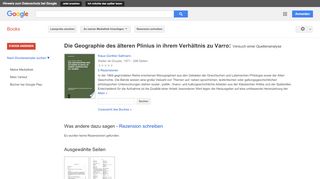 
                            5. Die Geographie des älteren Plinius in ihrem Verhältnis zu Varro: ...
