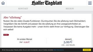 
                            3. Die Haller Tagblatt eZeitung als Ergänzung zur gedruckten Ausgabe ...