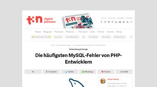 
                            6. Die häufigsten MySQL-Fehler von PHP-Entwicklern | t3n – digital ...