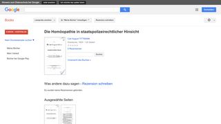 
                            10. Die Homöopathie in staatspolizeirechtlicher Hinsicht