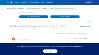 
                            1. Die letzte Aktion konnte leider nicht abgeschlosse... - PayPal ...