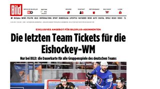 
                            12. Die letzten Team Tickets für die Eishockey-WM - Bild.de
