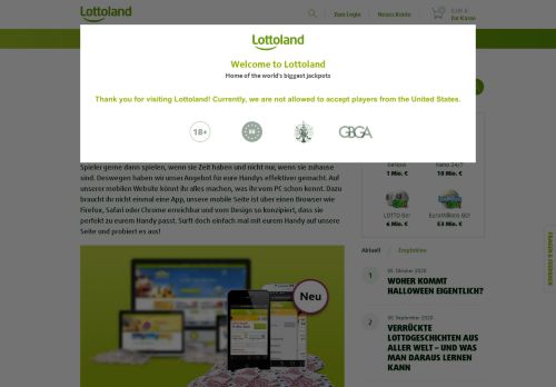 
                            5. Die mobile Lottoland Seite ist online - Lottoland.com