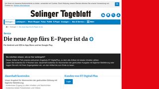 
                            5. Die neue App fürs E-Paper ist da | Solingen - Solinger Tageblatt