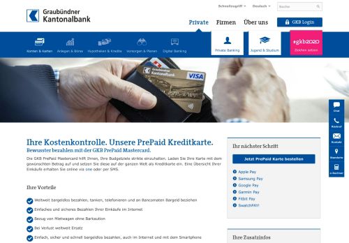 
                            6. Die PrePaid Kreditkarte der GKB - Graubündner Kantonalbank