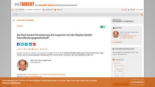 
                            13. Die Real Garant Versicherung AG kooperiert mit der Mazda Händler ...