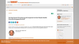 
                            11. Die Real Garant Versicherung AG kooperiert mit der Mazda Händler ...