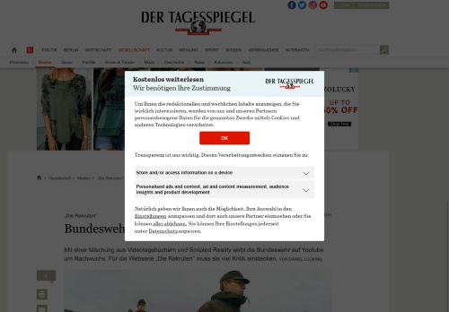 
                            10. „Die Rekruten“: Bundeswehr-Imagekampagne auf Youtube - Medien ...