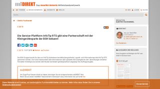 
                            10. Die Service-Plattform InfoTip RTS gibt eine Partnerschaft mit der ...