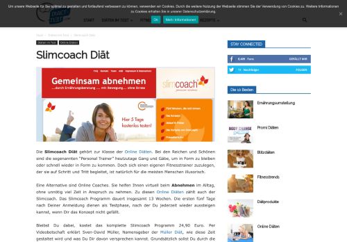 
                            6. Die Slimcoach Diät - preiswerte, aber auch gute Online Diät?