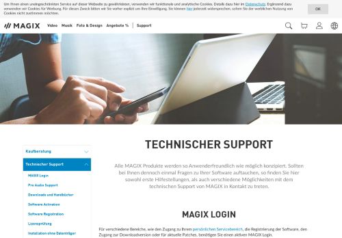 
                            2. Die technische Unterstützung durch den Support von MAGIX - Magix Ag