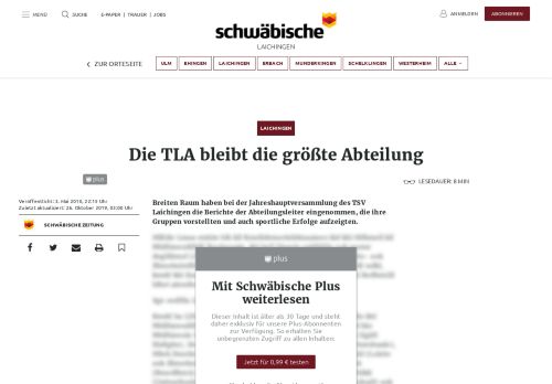 
                            9. Die TLA bleibt die größte Abteilung - Schwäbische Zeitung