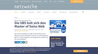
                            10. Die UBS holt sich den Master of Swiss Web | Netzwoche