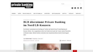 
                            8. Dienstsitz in Bremen: BLB übernimmt Private Banking im Nord/LB ...