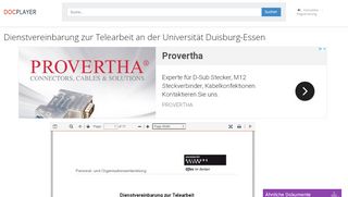 
                            12. Dienstvereinbarung zur Telearbeit an der Universität Duisburg-Essen ...