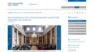 
                            8. Dies Academicus 2016: Bundespräsident verleiht fünf Doktorate 