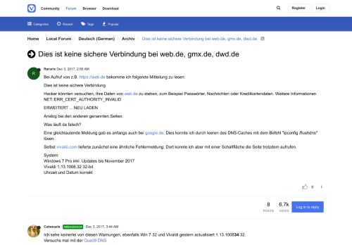 
                            7. Dies ist keine sichere Verbindung bei web.de, gmx.de, dwd.de ...