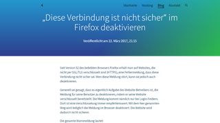 
                            3. „Diese Verbindung ist nicht sicher“ im Firefox ab v52 deaktivieren ...
