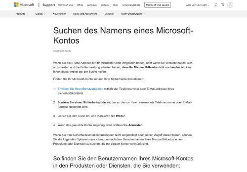 
                            1. Dieses Microsoft-Konto ist nicht vorhanden - Microsoft Support