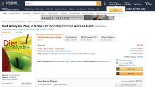 
                            3. Diet Analysis Plus, 2 terms (12 months) Printed Access Card ...