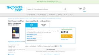 
                            10. Diet Analysis Plus - Access Card 10th edition (9780538495080 ...