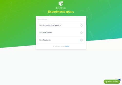 
                            4. Dietbox - Crie sua conta