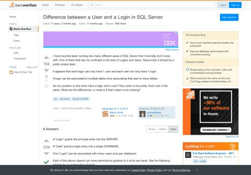 
                            6. Difference between a User and a Login in SQL Server - Stack Overflow