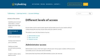 
                            4. Different levels of access – TryBooking