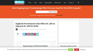 
                            10. Digibank Promotional Code Offers Rs. 250 on Signup & Rs. 250 Per ...