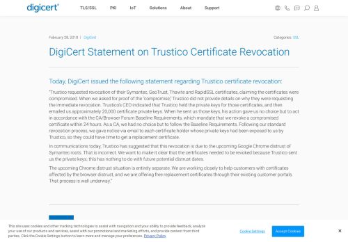 
                            7. DigiCert Statement on Trustico Certificate Revocation - DigiCert