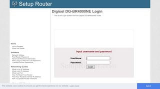
                            4. Digisol DG-BR4000NE Screenshot Login - SetupRouter